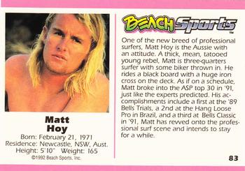 1992 Beach Sports #83 Matt Hoy Back